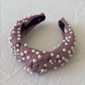 Lele Sadoughi Pink and White Pearl Embellished Headband